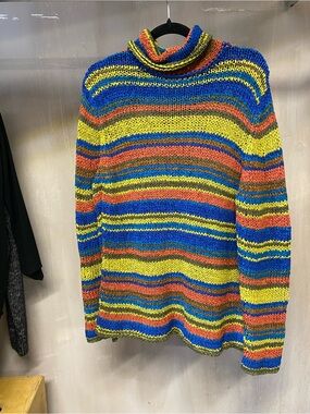 Vintage Multicolor Striped Turtleneck Sweater